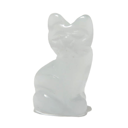 Selenite Cat 1" Miniature Animal Silky White Feline