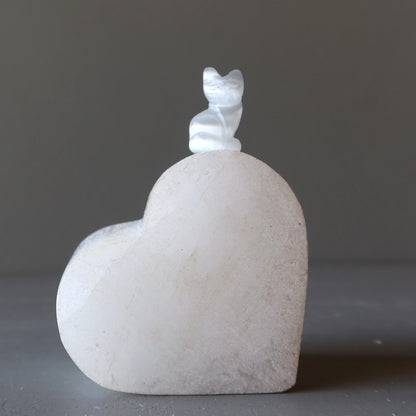 Selenite Cat 1" Miniature Animal Silky White Feline