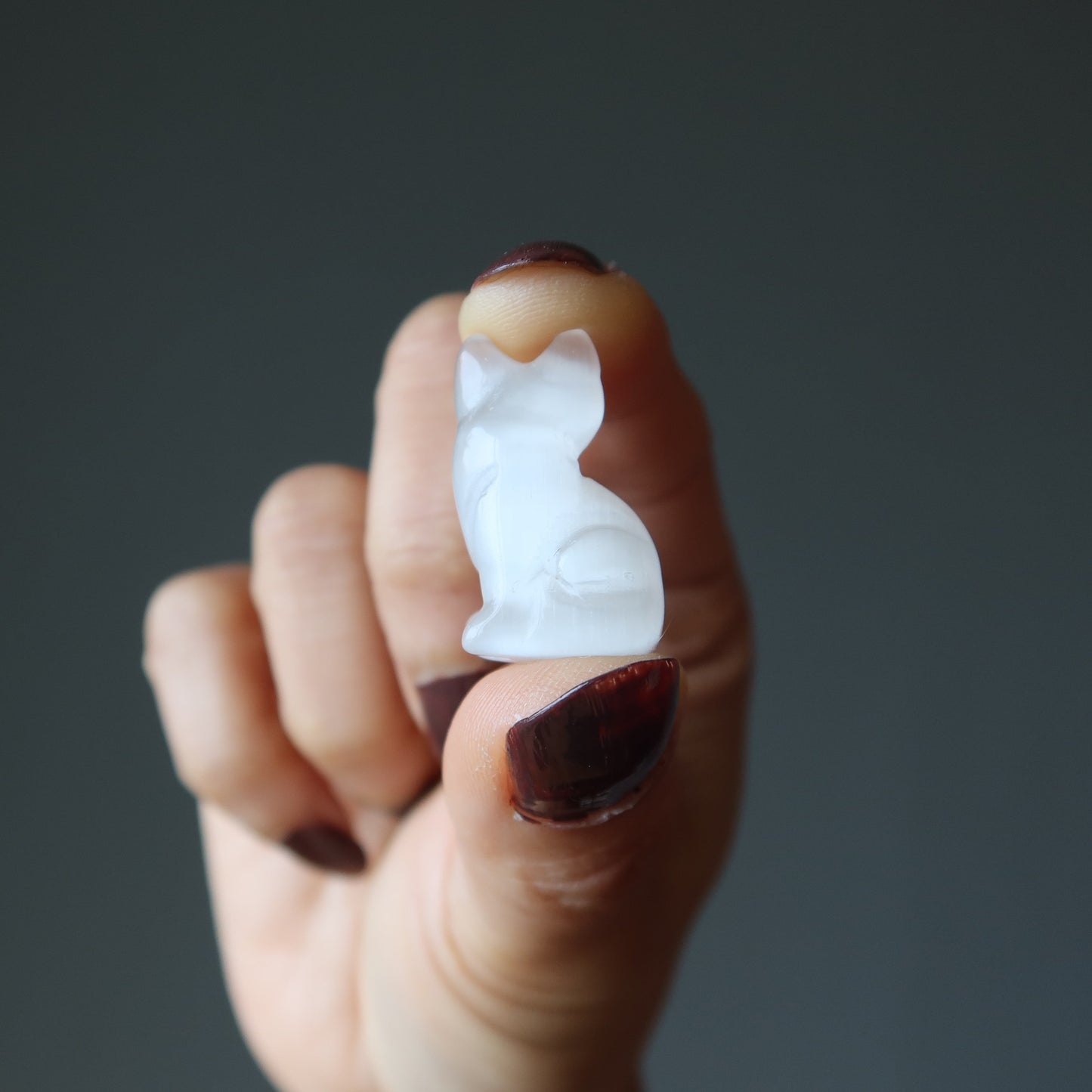 Selenite Cat 1" Miniature Animal Silky White Feline