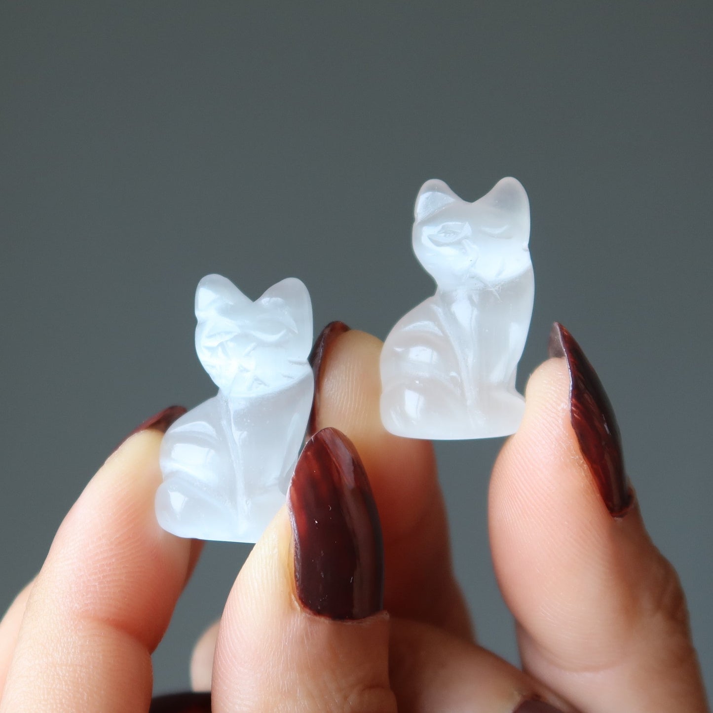 Selenite Cat 1" Miniature Animal Silky White Feline