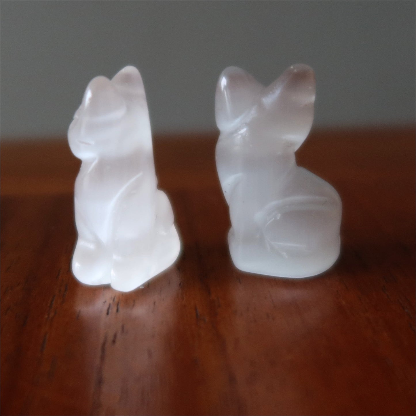 Selenite Cat 1" Miniature Animal Silky White Feline