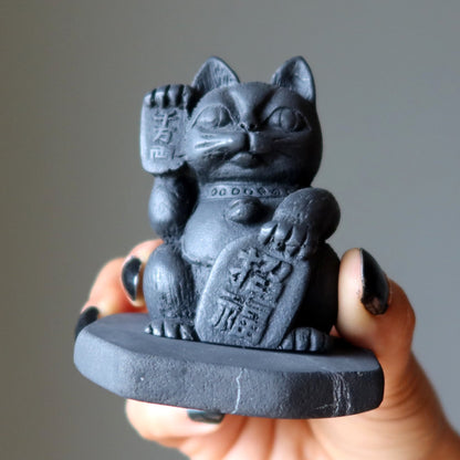 Shungite Cat Neko Protection Prosperity Statue