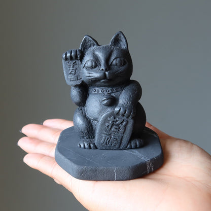 Shungite Cat Neko Protection Prosperity Statue