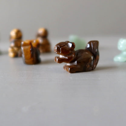 Tigers Eye Squirrel 1" Miniature Animal Wealthy Playful Fun