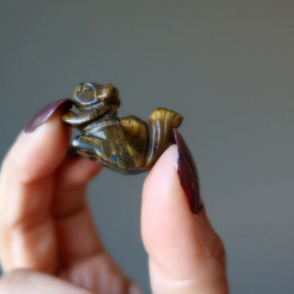 Tigers Eye Squirrel 1" Miniature Animal Wealthy Playful Fun