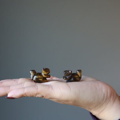 Tigers Eye Squirrel 1" Miniature Animal Wealthy Playful Fun